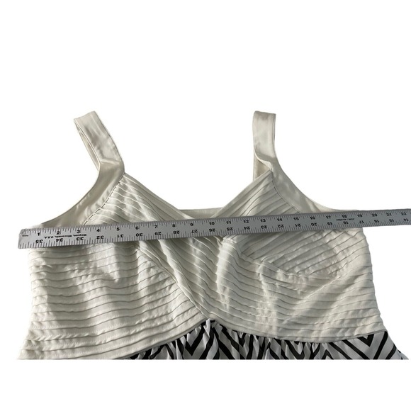 Amanda Lane Black White Chevron Maxi Dress Women's 14W Pleated Bodice - Picture 5 of 9